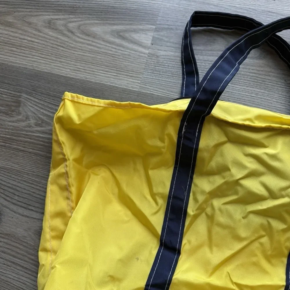 Vintage LL Bean Boat And Tote Bag Large Yellow Blue Nylon 80s 90s Rare